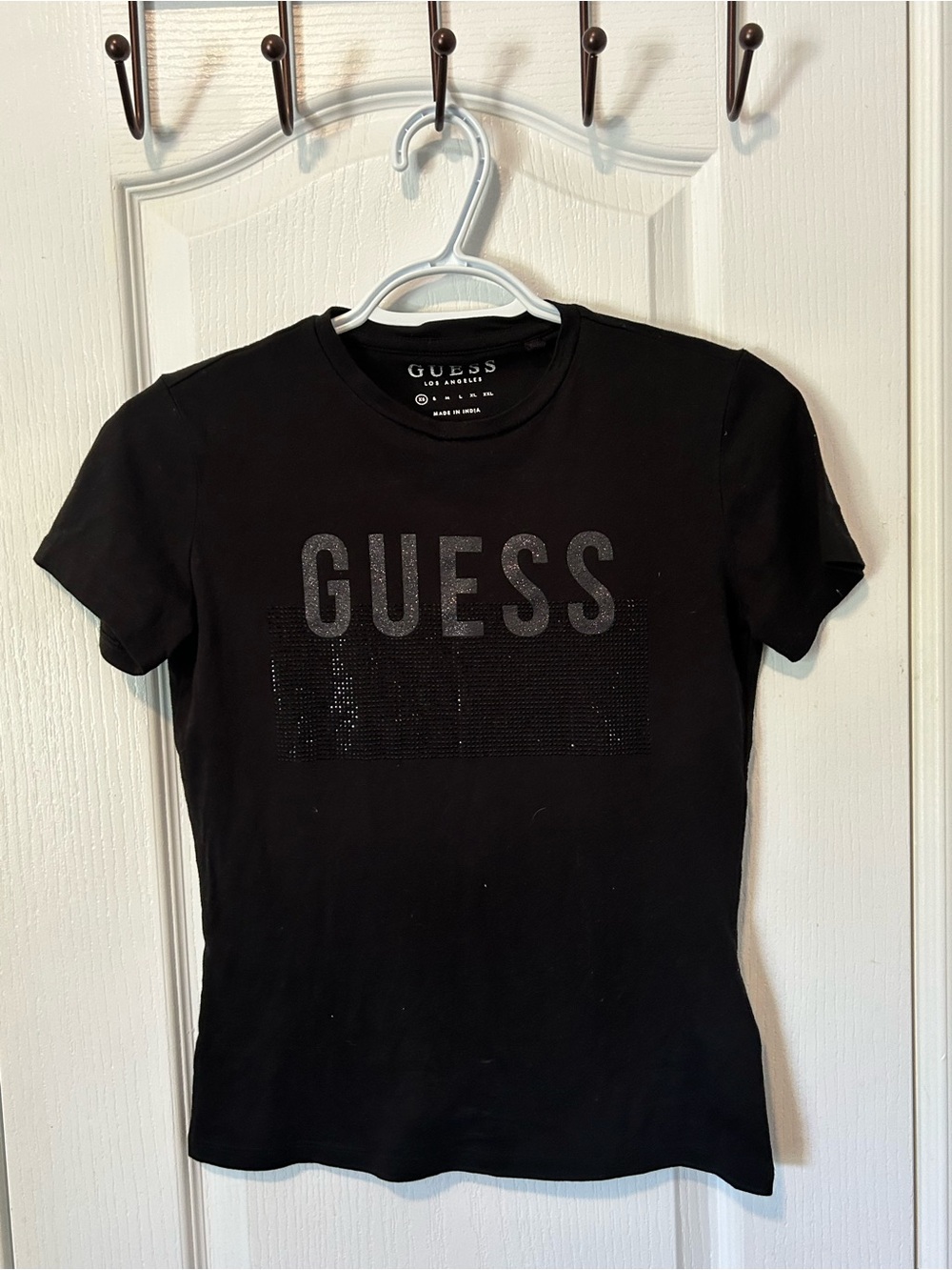 Guess Black Short Sleeve Tee with Sparkle Logo
